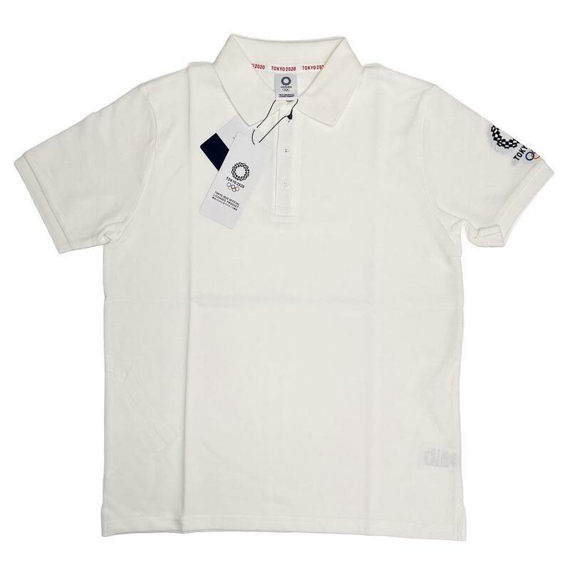 完売品　東京2020オリンピック　エンブレム　五輪カラー　袖刺繍　ポロシャツ　M　白　東京2020公式ライセンス　パラリンピック　TOKYO2020