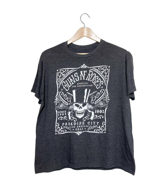 【US古着】GUNS N' ROSES ガンズアンドローゼズ Tシャツ Lサイズ相当 ダークグレー bravado ビッグサイズ／チャコールアメリカUSAバンド