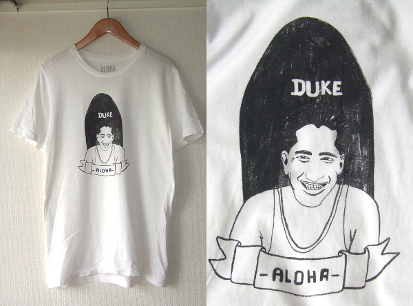 S★ALOHA SUNDAY★デュークカハナモクTシャツ白　アロハサンデーdukeカハナモクkahanamokuサーフィンsurfロングボードhawaiiハワイUSA製