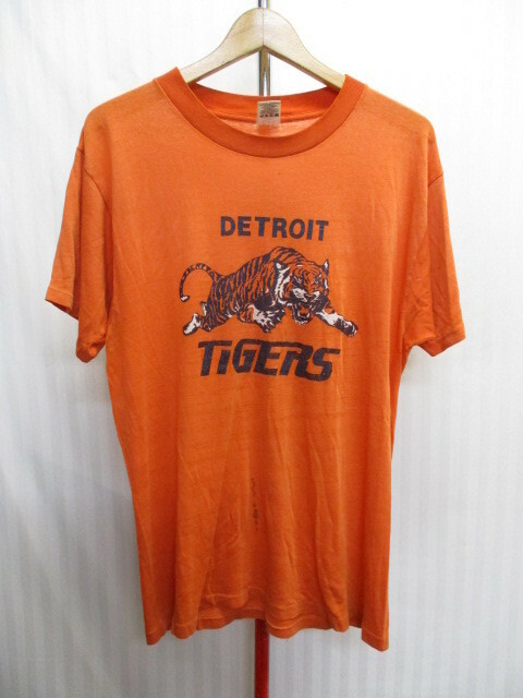 USA製　70s80sヴィンテージ　デトロイト・タイガース　Tシャツ　メンズL　MEDALLION　メジャーリーグ　ユニフォーム　ゲームシャツ05253