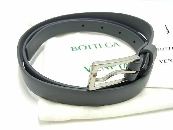 ■新品同様■ BOTTEGA VENETA ボッテガヴェネタ レザー ベルト 表記サイズ 95CM 38IN メンズ レディース グレー系 AL7452