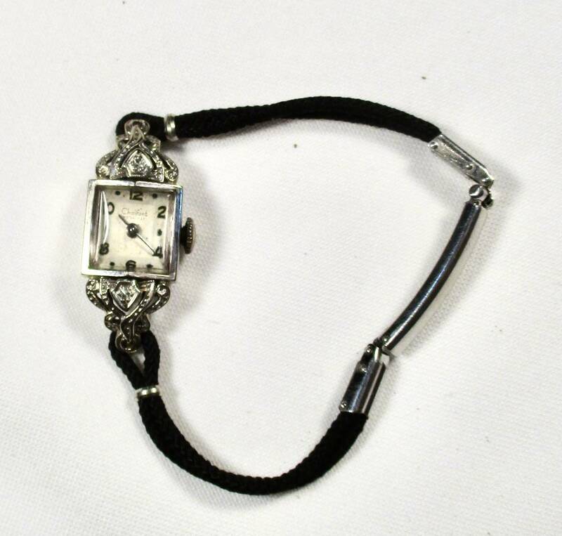 ☆ 14KWG / ダイア　婦人用腕時計　手捲　1950年代　スイス製
