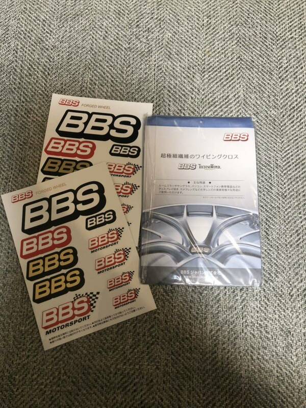 非売品 BBS オリジナルグッズ　超極細繊維 ワイピングクロス ステッカー2枚セット