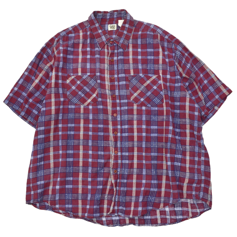 90s usa vintage OZARK TRAIL プリントネル ネルシャツ 半袖 size.3XL～ 希少ビッグサイズ 