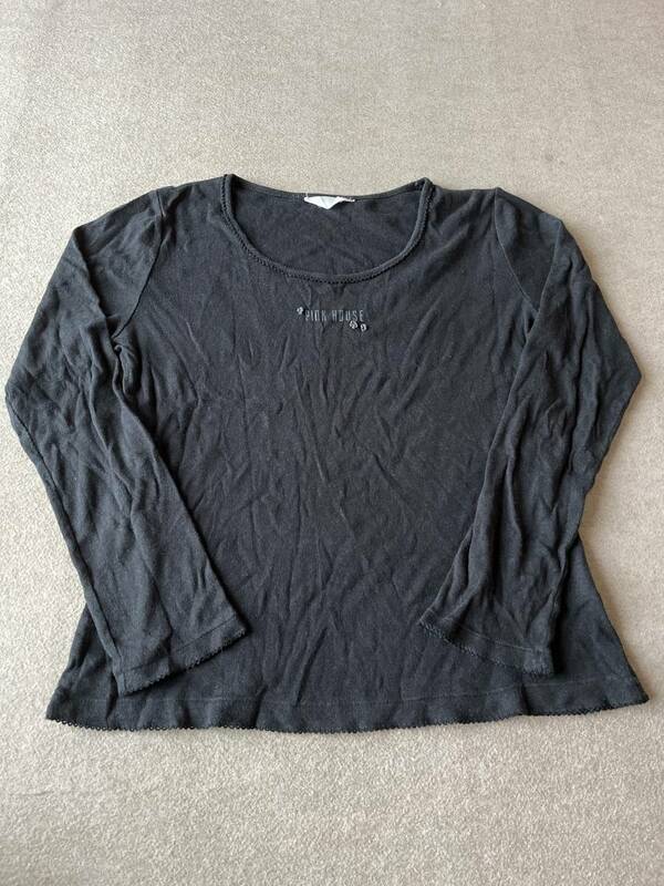 『ピンクハウス　長袖Tシャツ　黒　Ｌ　USED』