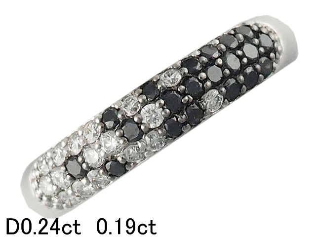 音羽屋■ ポンテヴェキオ Ponte Vecchio ダイヤモンド/0.24ct 0.19ct K18WG ブラックダイヤ デザイン リング 11号 仕上済