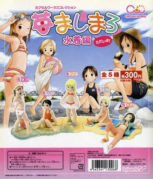 ◆カプセル版 苺ましまろ 水着編 ただいま!…全5種+台紙 (美羽/千佳/アナ/茉莉/伸恵…フィギュア Ⓒばらスィー/メディアワークス)