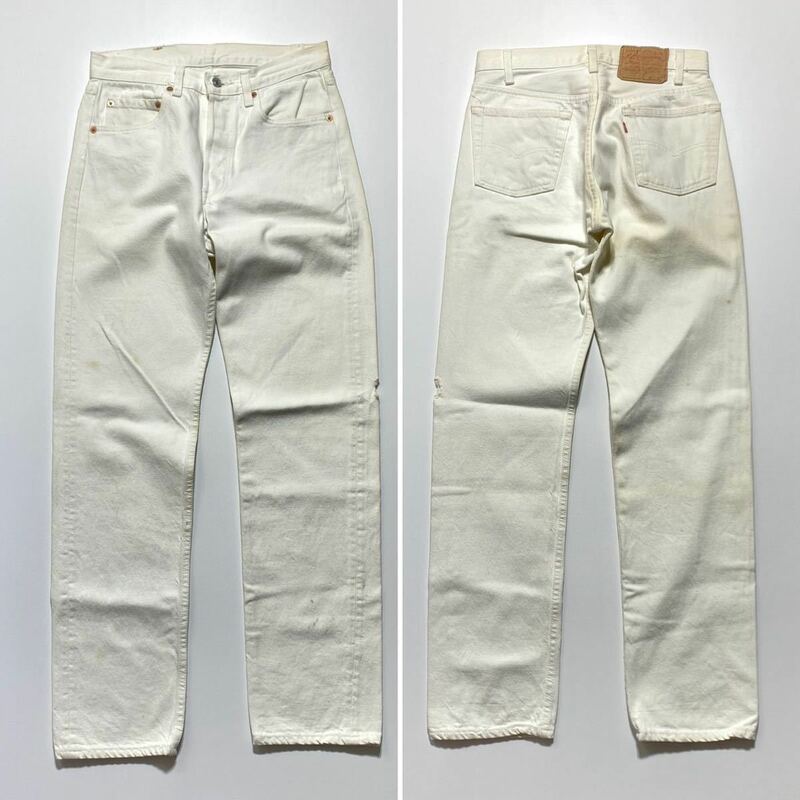 【W29/L32】1990s Levi's 501-0648 White Denim Pants 1990年代 リーバイス 501 ホワイト デニム パンツ カラーデニム USA製 G2093