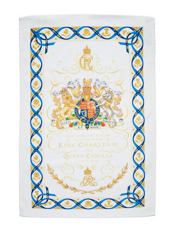 【特価 送料無料】英国王室 ロイヤルコレクション バッキンガム宮殿 公式 チャールズ国王 紋章 戴冠式 ティータオル キッチンクロス 英国製