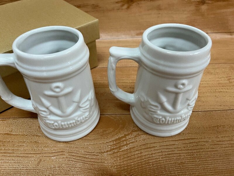★　陶器製　ホワイト　ビールジョッキ　ビアグラス　ビアマグ　2個セット