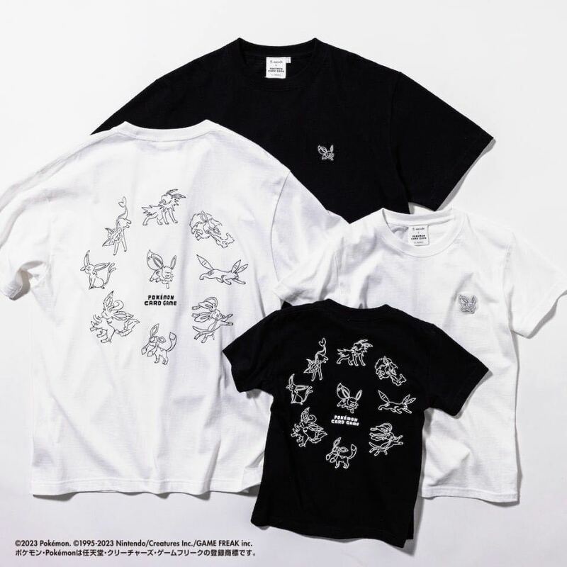 新品 Kids 140cm white 白 battle Design イーブイ BEAMS ポケモンTシャツ ブラッキー パッチ付き エーフィ シャワーズ yu nagaba 長場