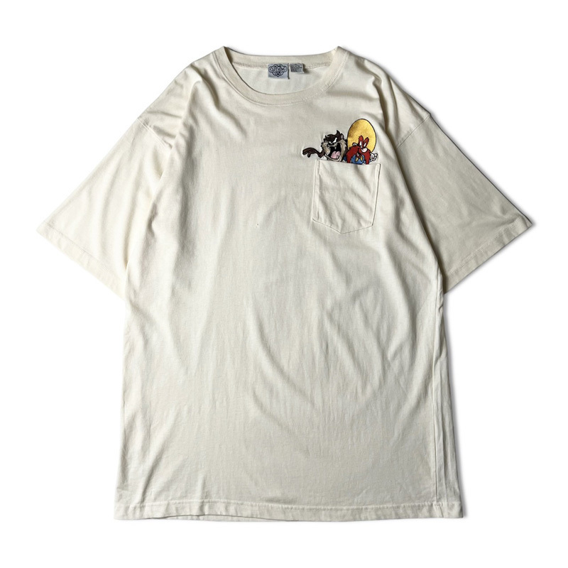 90s タズマニアンデビル ヨセミテサム 刺繍 半袖 Tシャツ XL / 90年代 オールド キャラクター キャラ ベージュ