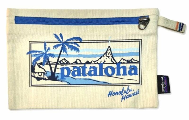 【パタゴニアハワイ限定】Patagonia LEANING PALM ZIPPERED POUCH HONOLULUポーチ PATALOHA パタアロハ オーガニックコットン 青色　新品