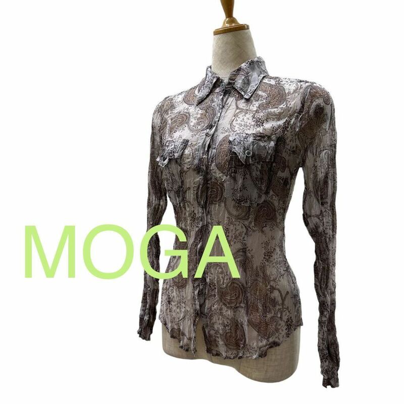 a193N MOGA モガ シャツ ペイズリー柄 size2 日本製 長袖シャツ
