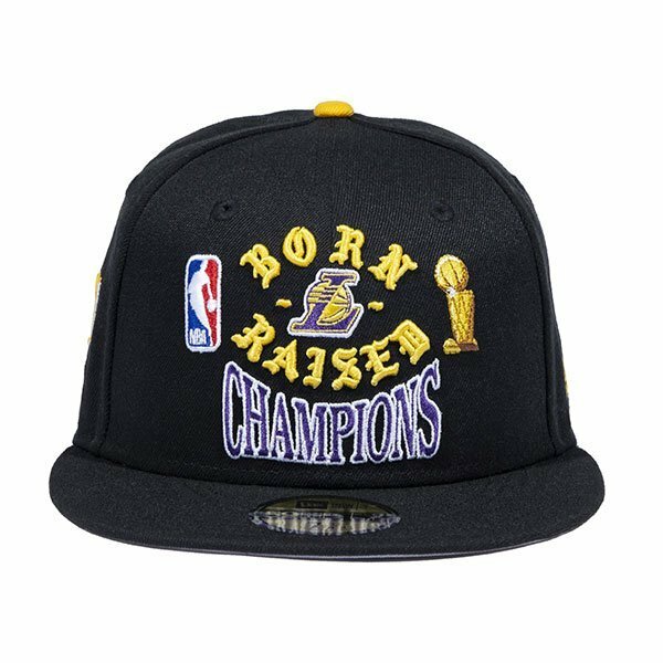 BornxRaised (ボーンアンドレイズド) キャップ 帽子 BORN X RAISED + LAKERS 17 RINGS CHAMPIONSHIP FITTED HAT BLACK 7-1/8（56.8cm）