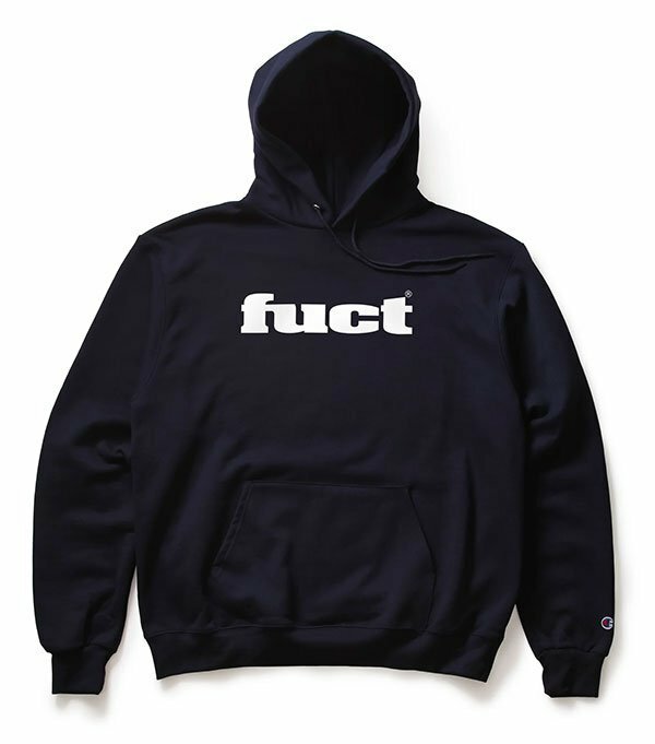 fuct (ファクト) US パーカー プルオーバー OG LOGO CHAMPION HOODED SWEATSHIRT NAVY ネイビー (XL)