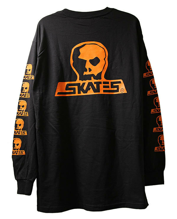 Skull Skates (スカルスケーツ) ロンT ロングTシャツ 長袖 Logo Sunset Long Sleeve T-Shirt Black/Orange ブラック×オレンジ (L)