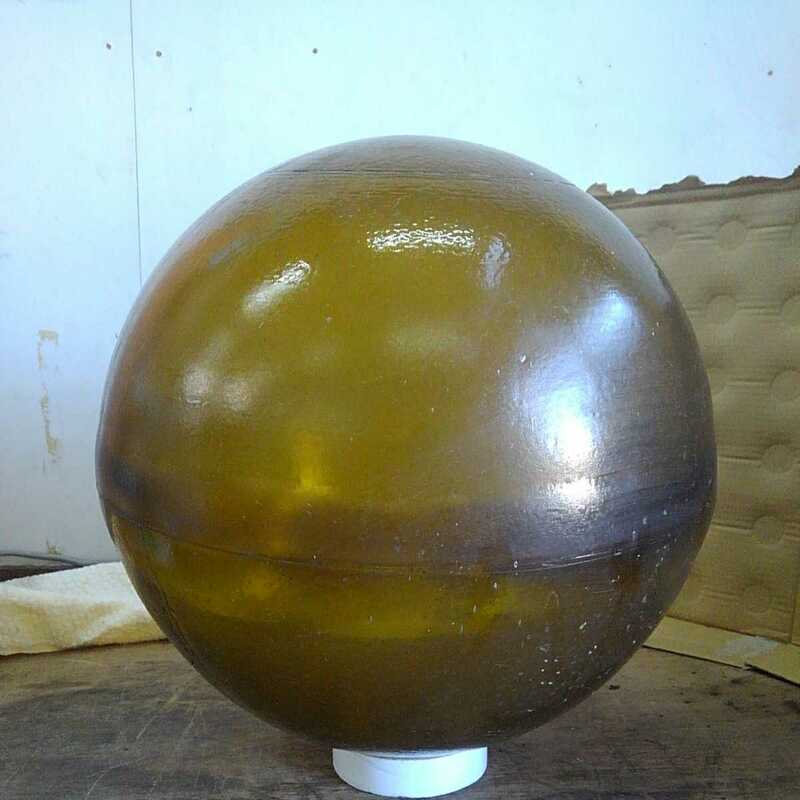 ガラス玉 浮き玉 ビン玉 漁具 直径 約35cm レトロ ヴィンテージ インテリア A2