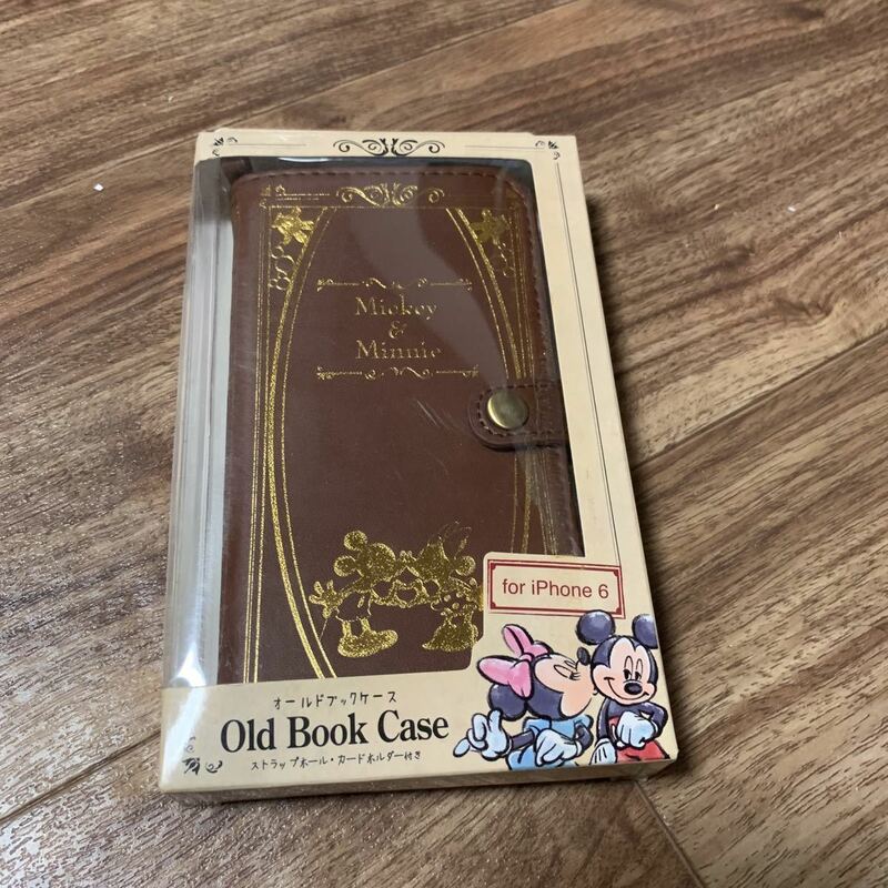 iPhone 6s/6用 ディズニーキャラクター Old Book Case ミッキー＆ミニー ブラウン