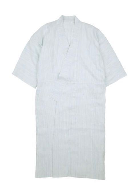 【極美品 タグあり】 PORTER CLASSIC LINEN STRIPE YABO YUKATA L.BLUE size1/ポータークラシック 浴衣 白 麻100%/着物/リネン/日本製