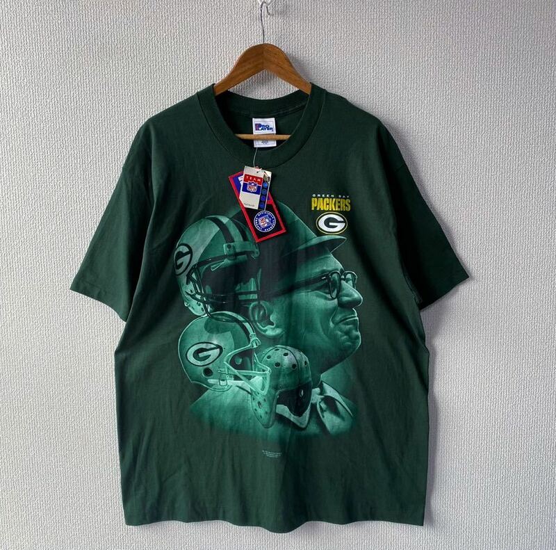 デッドストック 90s USA製 NFL GREEN BAY PACKERS プリント Tシャツ XL グリーンベイ パッカーズ 半袖 PROPLAYER