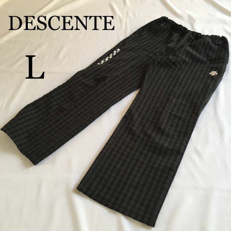 DESCENTE デサント ゴルフパンツ タータンチェック Lサイズ ウエストゴム入り レディース スポーツウェア ストレッチ 動きやすい