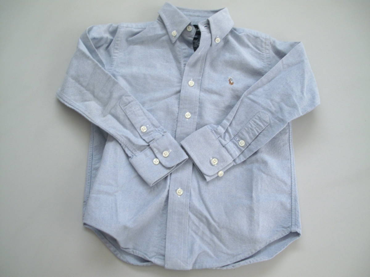 **美品 ラルフローレン 長袖BDシャツ 水色 男の子 4T 110