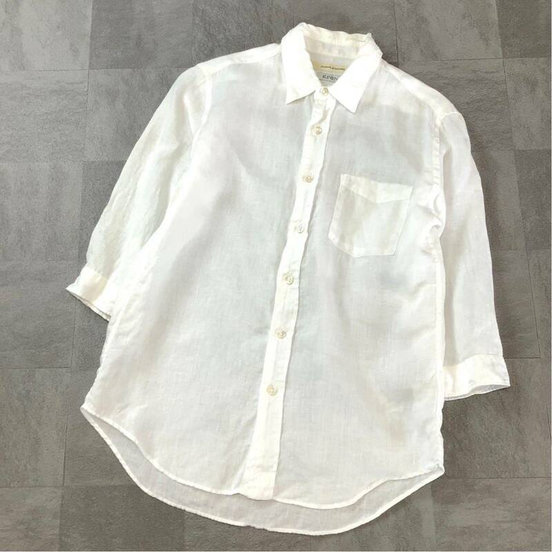 【爽やかなリネン100％】美品 journal standard ジャーナルスタンダード リネンシャツ 7分袖 シャツ メンズ Sサイズ ホワイト