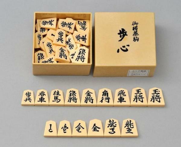 【新品】将棋駒・歩心駒（裏・黒）プラスチック製（駒箱付）