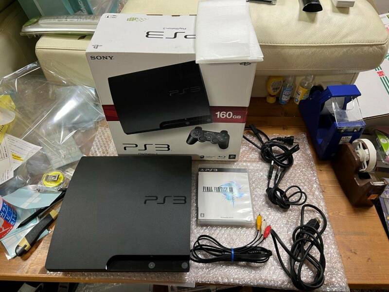 PS3 CECH-3000A 本体 スリム型 チャコールブラック 160Gb コントローラと内箱欠 状態良好 動作確認済 送料無料 同梱可