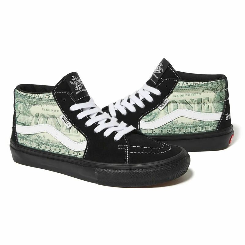 【新品未使用】 23SS 新品 SUPREME シュプリーム VANS DOLLAR SKATE GROSSO MID ヴァンズ スニーカー 靴 くつ BLACK 27cm ブラック 黒色