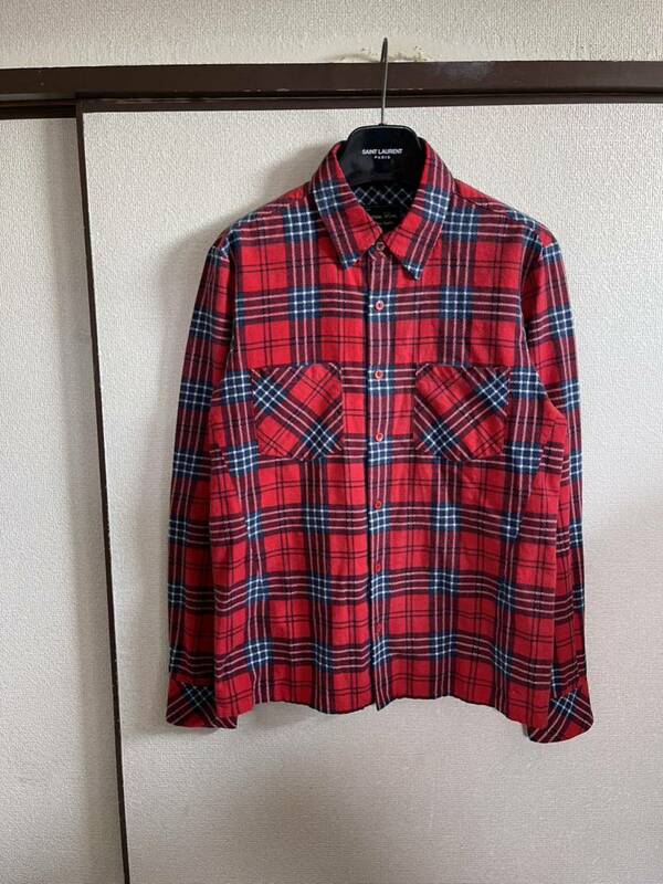 【良品】【レターパックプラス対応】 NUMBER NINE ナンバーナイン CHECK SHIRTS チェックシャツ 長袖 RED レッド 赤色 即決早い者勝ち