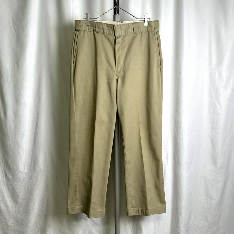 USA製 80s コットン ワーク チノ パンツ W34×L29 ベージュ ワイド チノパン TALON ディッキーズ DICKIES 70s 90s オールド ビンテージ ③