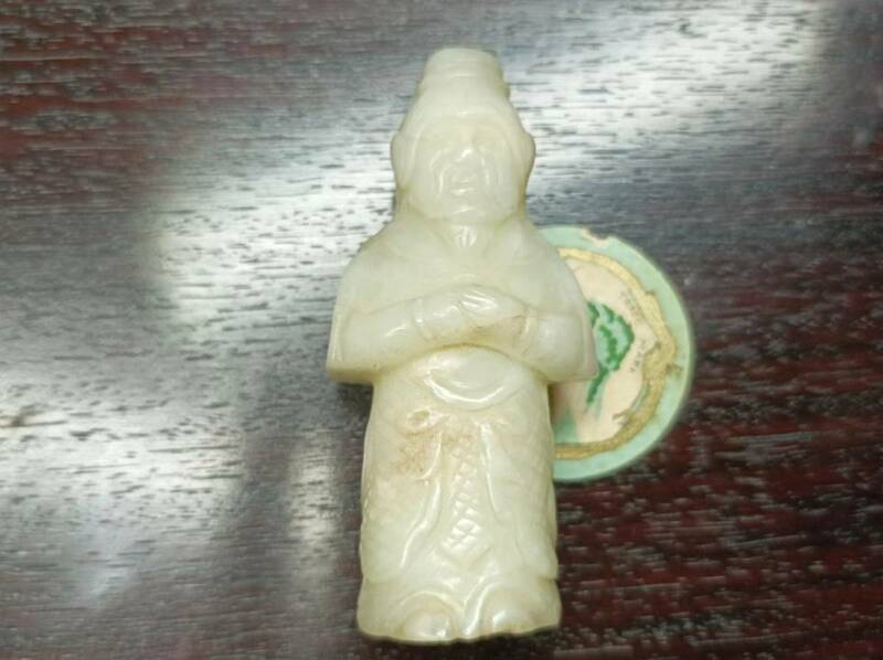 中国文物 古玉 収集家の放出品 古玉 砡 唐代玉武士俑
