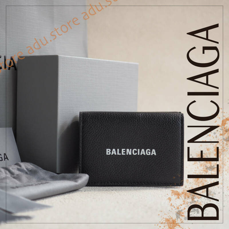 未使用美品★ バレンシアガ BALENCIAGA エブリデイ コンパクト ウォレット 三つ折り財布 594312 ミニ 黒 ブランド メンズ レディース