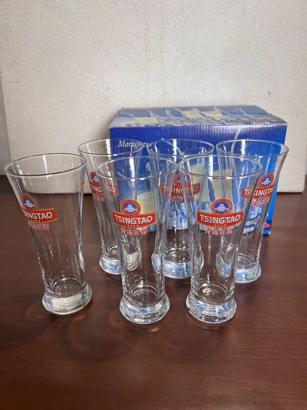◆Luminarc ビールグラス　6個セット TSINGTAO BEER 青島酒◆g-684