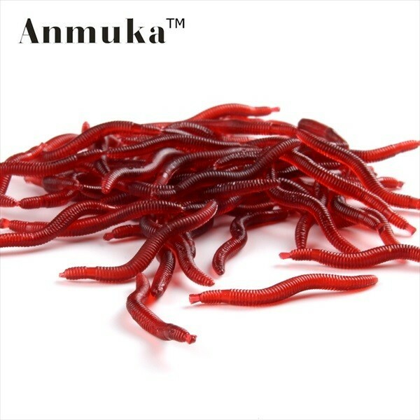 【新品】 Anmuka レッドワームルアー 100個 4cm ソフト　餌の鯉　釣り餌 ミミズ トラウト タックル スプーン ジグ
