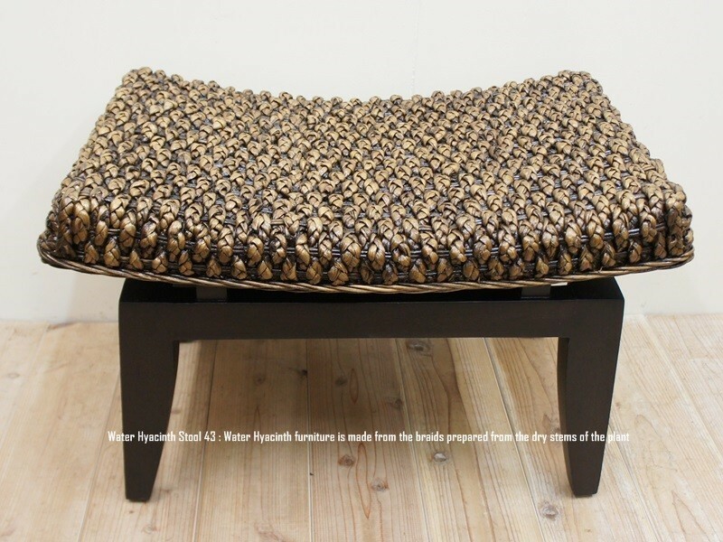 ウォーターヒヤシンス スツール01DB アジアン家具 アジアンリゾート 椅子 腰掛 木製いす 天然木イス 完成品 バリ家具 インドネシア製