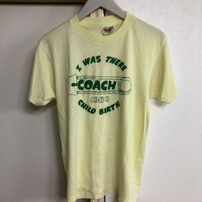 1980s HANES Tシャツ M 38-40 COACH FIFTY-FIFTY ビンテージ ヘインズ コーチ 半袖シャツ