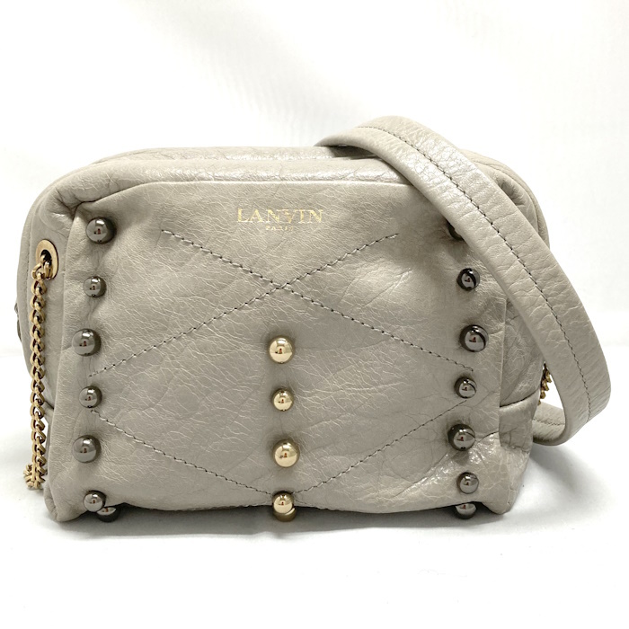 LANVIN チェーンショルダーバッグ シュガー レザー ベージュ [jgg]