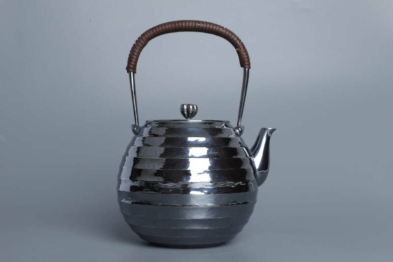 時代 純銀製 純古堂造 芋頭瓶 湯沸 工芸品 美術品 銀瓶 煎茶道具