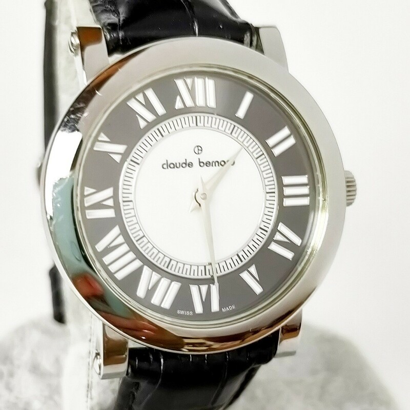 動作品 claude bernard クロードベルナール SWISS MADE スイス製 シェル文字盤 メンズ腕時計 アンティーク クォーツ 稼働品 e923