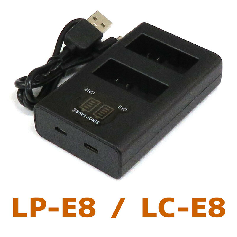 キャノン　LCDデュアル　互換充電器　1個　USB充電式　EOS 550D / EOS 600D / EOS 650D / EOS 700D / EOS Kiss X4 / EOS Kiss X5　