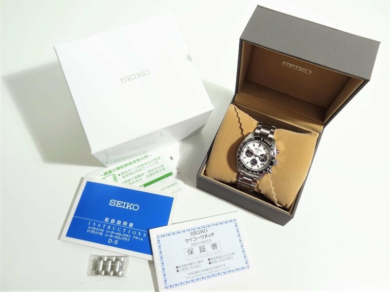 稼働品♪美品 SEIKO セイコー プロスペックス クロノグラフ メンズ腕時計 白文字盤 V192-0AF0 SEIKO PROSPEX ☆P