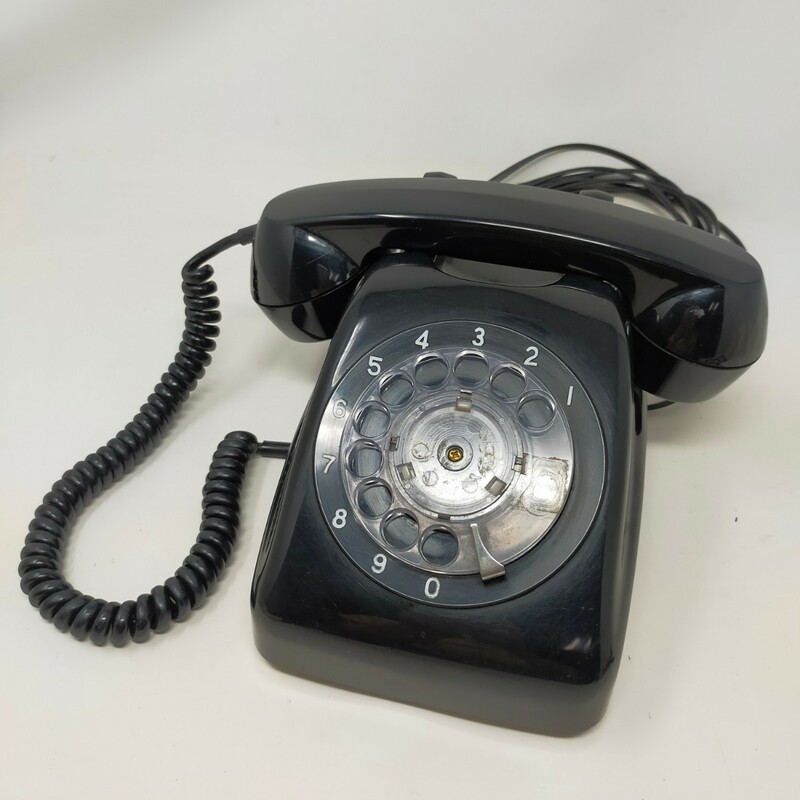 黒電話 ダイヤル式電話 電話機 アナログ電話機 昭和レトロ アンティーク 卓上電話　S