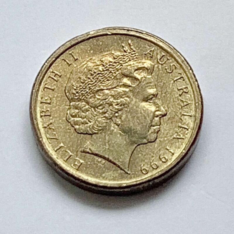 【希少品セール】オーストラリア エリザベス女王肖像デザイン 1999年 2ドル硬貨 1枚