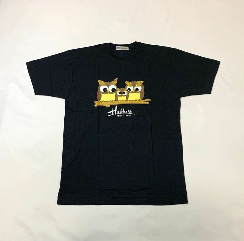 (未使用) LOCATI // Makoto Ambo 半袖 プリント Tシャツ・カットソー (黒) サイズ L