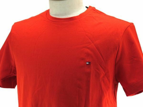 新品 Tommy Hilfiger トミーフィルフィガー ストレッチ ワンポイントTシャツ 009 オレンジ / USサイズ S