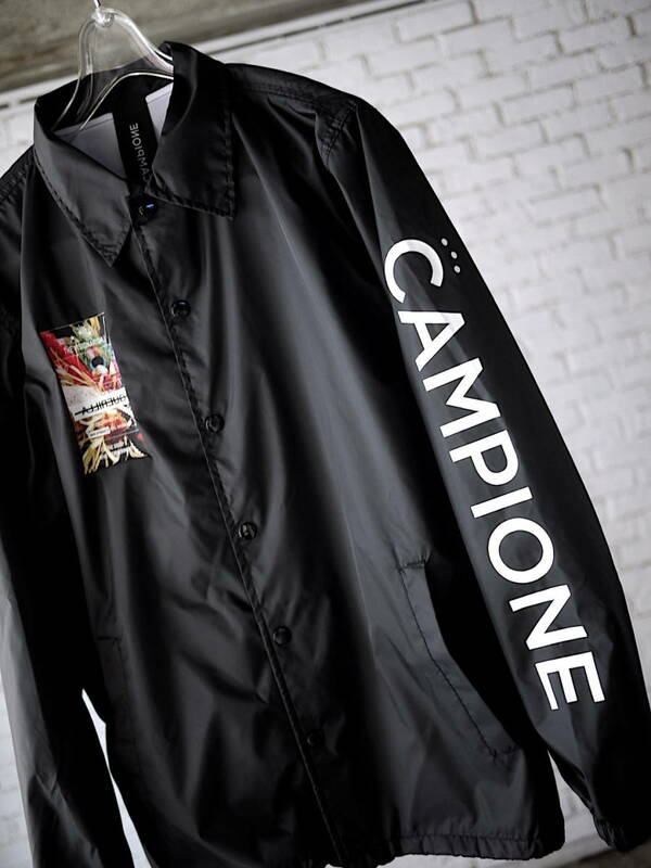 最新作 NY購入/XXL/BLACK/'CAMPIONE' Coach Jacket Long drawcord ''Guerilla Shield Label Flower''/コーチジャケット
