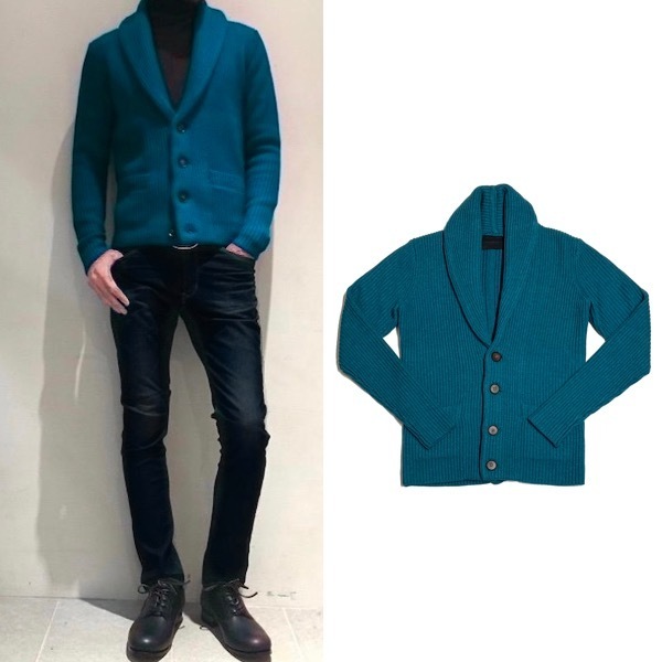 数回着5.3万 ジュンハシモト SHAWLCOLLAR CARDIGAN　ショールカラー ニット　junhashimoto　　　　　AKM 1piu1uguale3